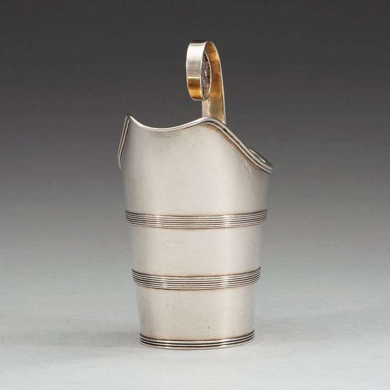 A Swedish early 19th century parcel-gilt cream-jug, makers mark of Pehr Zethelius, stockholm 1800.