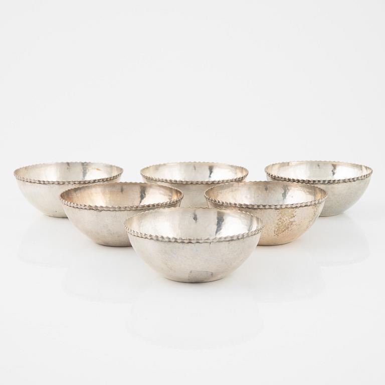 Sköljskålar, 6 st, silver, K. Anderson, Stockholm 1918.