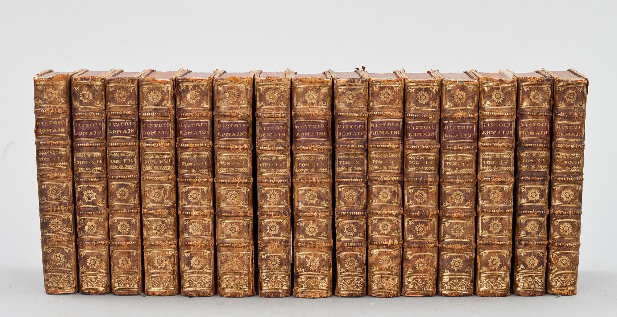 BOKVERK, 15vol.  "Histoire Romaine depuis la fondation de Rome jusqu`a la bataille d`Actium". Jacques Guerin, 1700-tal.