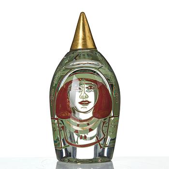 Hanne Dreutler, a glass sculpture "Queen", numbered 30b 5/12, Studio Åhus, Sweden, 1997.