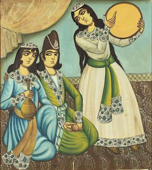 "Coffeshop painting", Iran, 20th century.