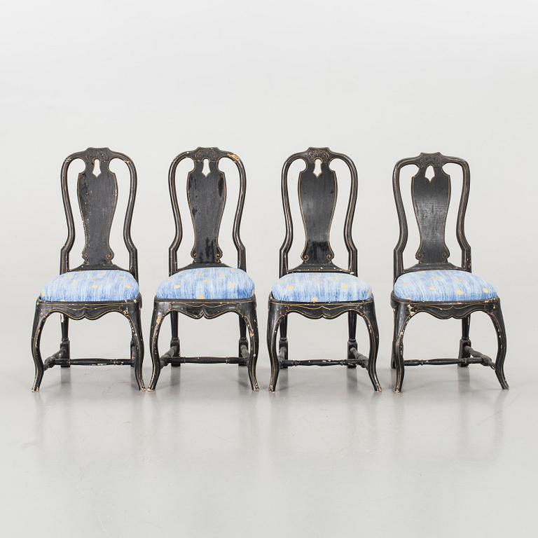 Six swedish rococo 18th century chairs.