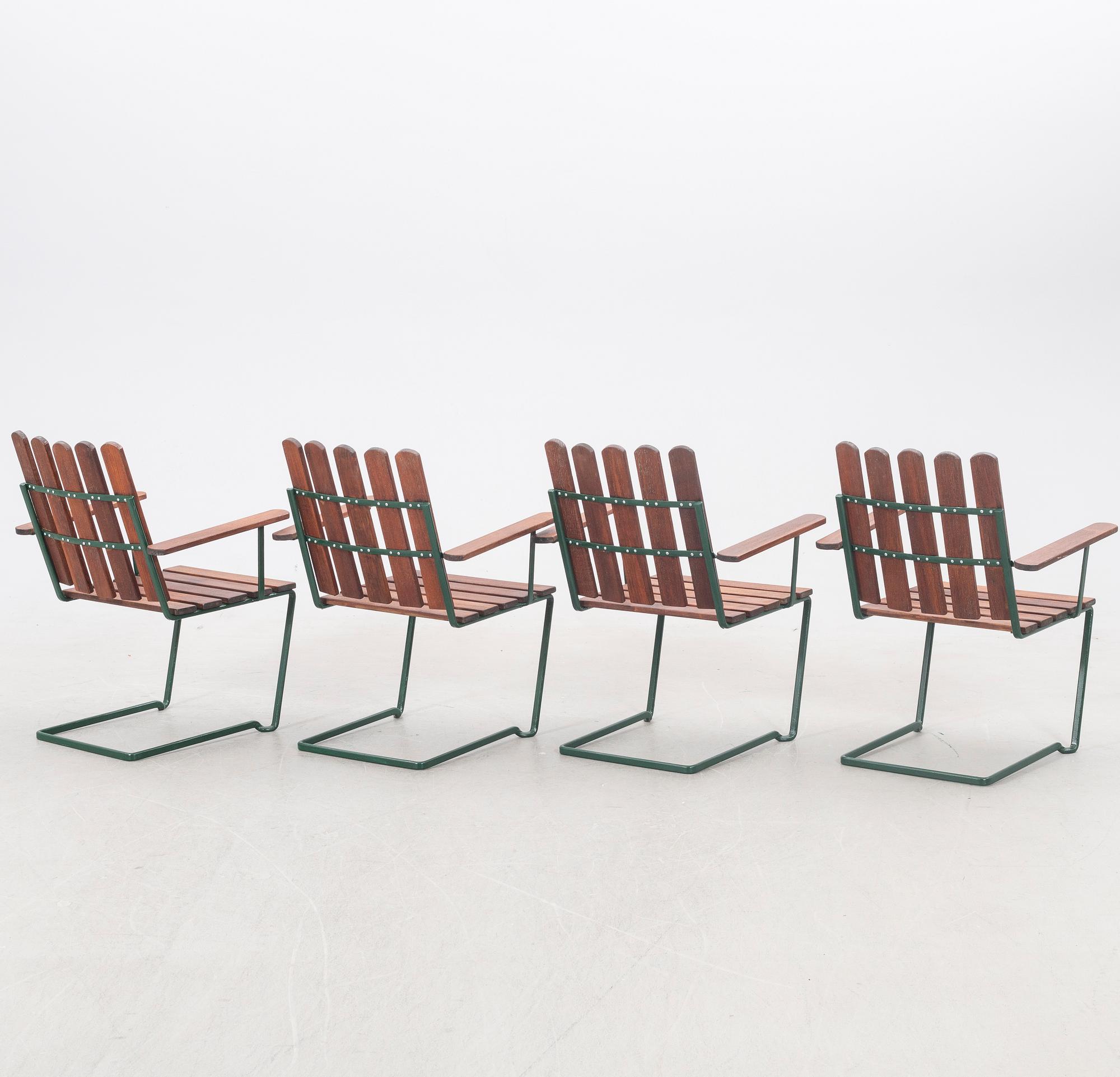 Arthur Lindqvist, Armchairs, 4 pcs, model A2, Grythyttan, 20th century.