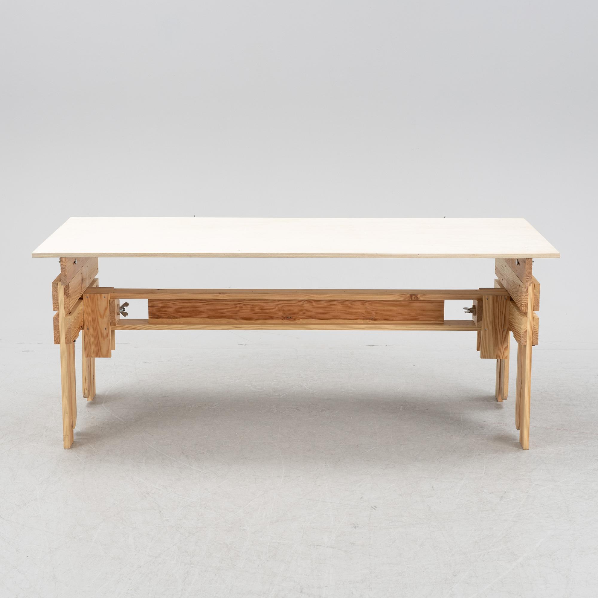Enzo Mari, after, a wooden drawing table, made by, master carpenter in Sweden 2019.