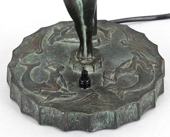 BORDSLAMPA, brons, art deco, 1920-tal.