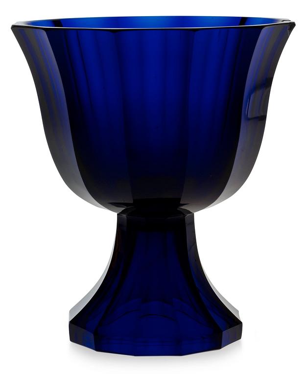 A Josef Hoffmann blue glass goblet, Wiener Werkstätte, Austria ca 1916-17.