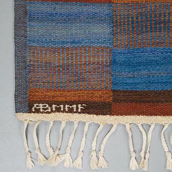 Mai Wellner, A CARPET, "Slagrutan", flat weave, ca 217 x 163,5 cm, signed AB MMF MW.