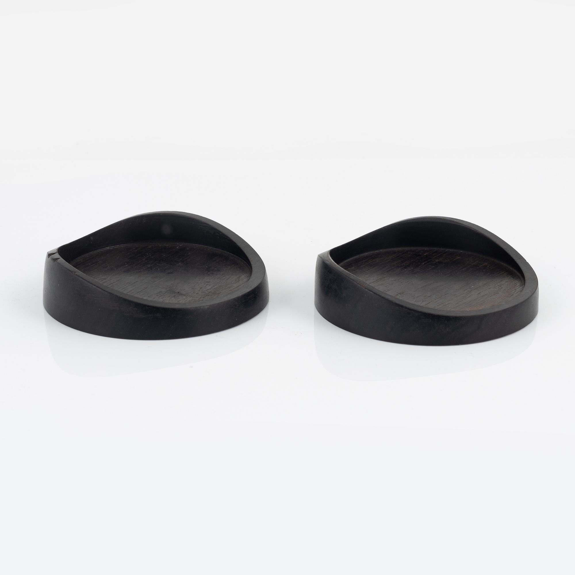 Magnus Ek, a set of five ebony coasters for Oaxen Krog.
