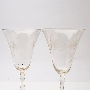 Fredrik Frisendahl, Glass service, 17 pcs, first half of the 20th century.
