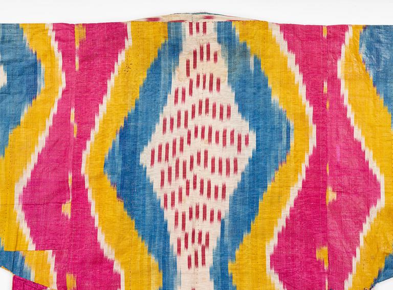 A woman’s Chapan, silk and cotton Ikat, Central Asia, 1880s.