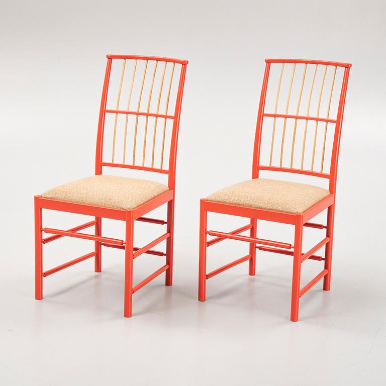 Josef Frank, a set of four model '2025' chairs, Firma Svenskt Tenn, post 1985.