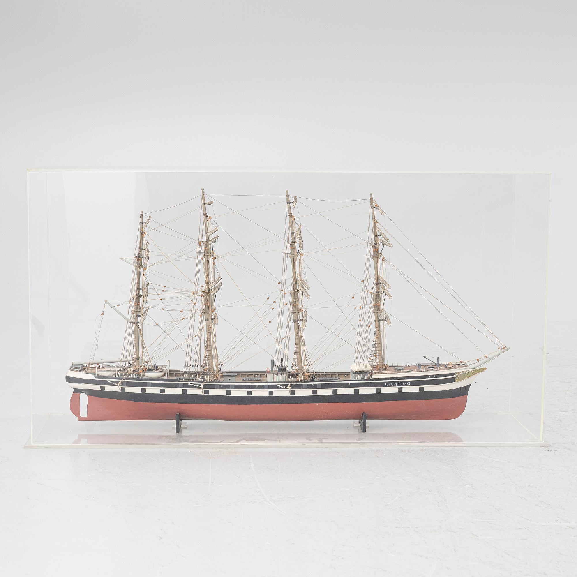 20th Century ship model of the 19th Century four-masted sailing vessel Lancing.