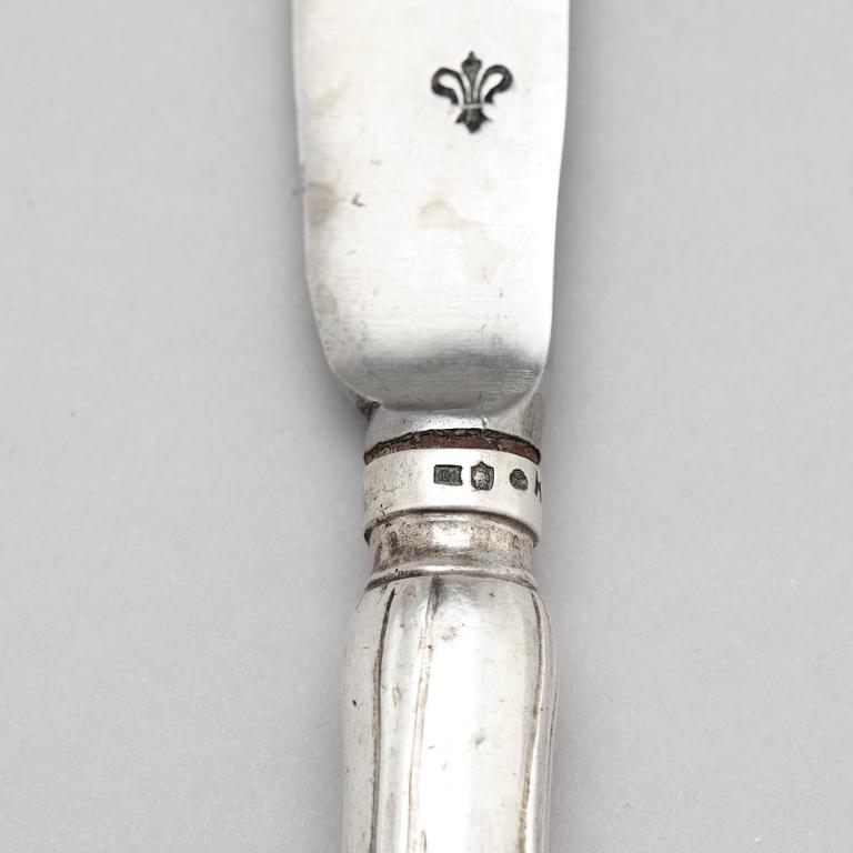 A set of Swedish Silver Rococo Cutlery, mark of Isak Trybom, Stockholm 1766.