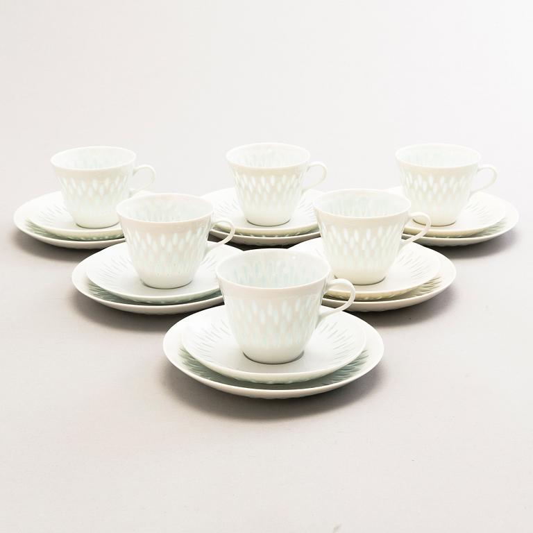 FRIEDL HOLZER-KJELLBERG, A 24-piece porcelain tea and coffee set signed Arabia F.H.Kj. Finland.