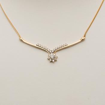 HALSSMYCKE, briljantslipade diamanter, 14K guld.