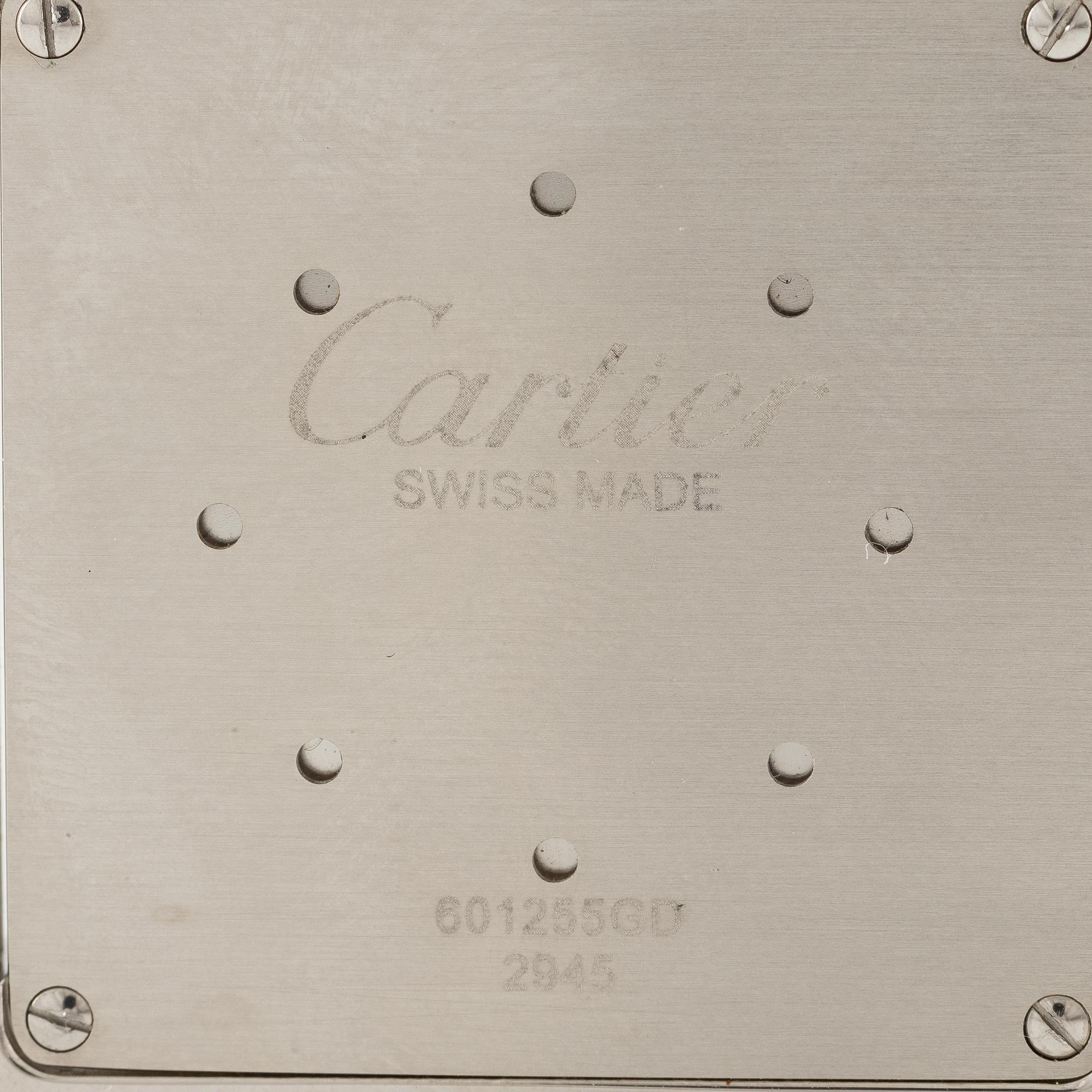 Cartier, Tank Francaise, Dual-Time, desk watch/travel watch, 35 x 41 (82) mm.