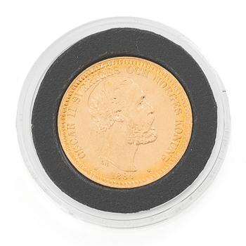 Guldmynt, Sverige, Oscar II, 20 kronor, 1884.