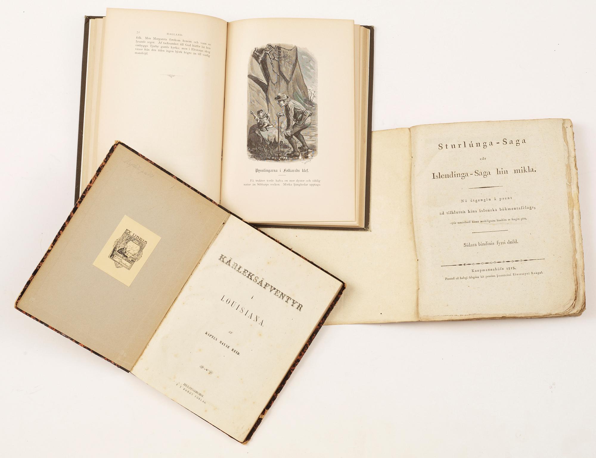 PARTI SAGOBÖCKER, 14 vol, bla "Konunga-Sögur" av Snorre Sturlasson, Stockholm 1816-29.