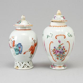 Two famille rose tea caddies, Qing dynasty, Qianlong (1736-95).