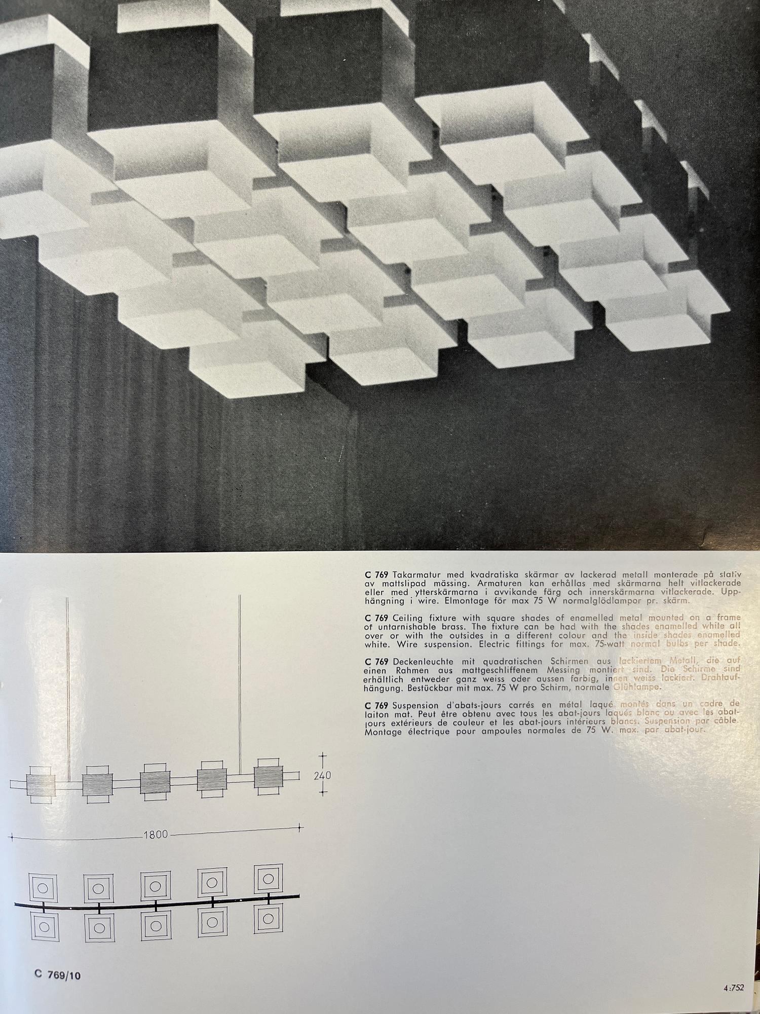 Hans-Agne Jakobsson, a "Selectra" ceiling lamp model "C 769/6", Hans-Agne Jakobsson AB, Markaryd, 1960s-70s.