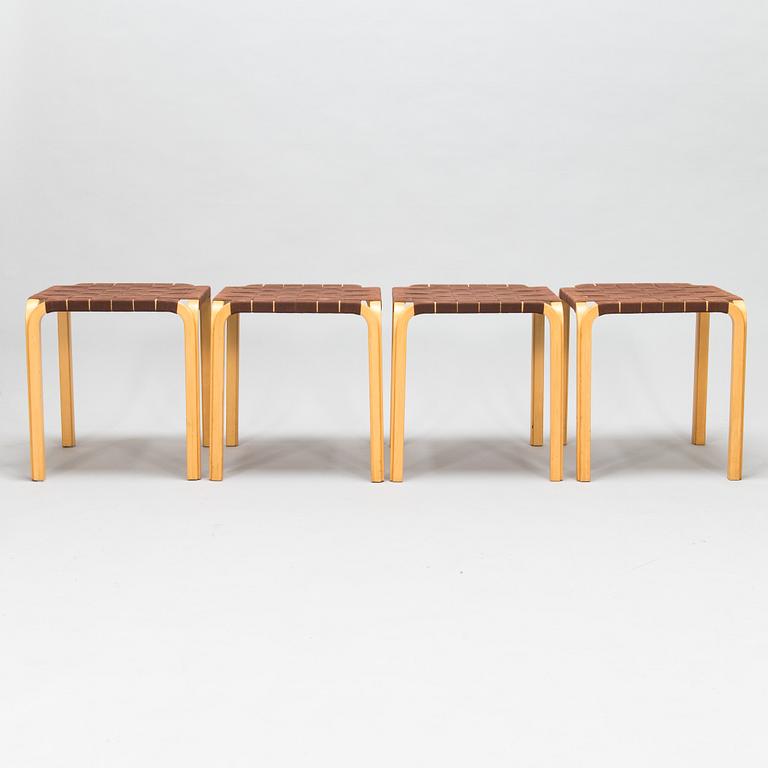 Alvar Aalto, A set of four mid 20th century 'Y61' stools for Artek. Finland.