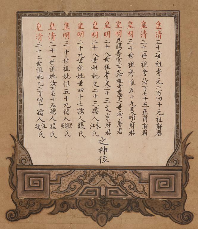 ANFADERSPORTRÄTT, sen Qingdynasti (1644-1912).