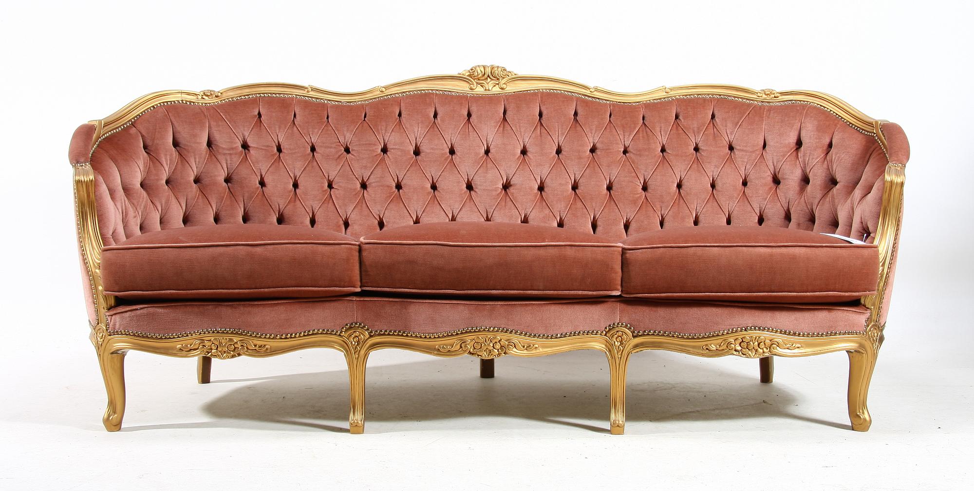 SALONGSGRUPP, 3 delar, rokokostil, 1900-tal.