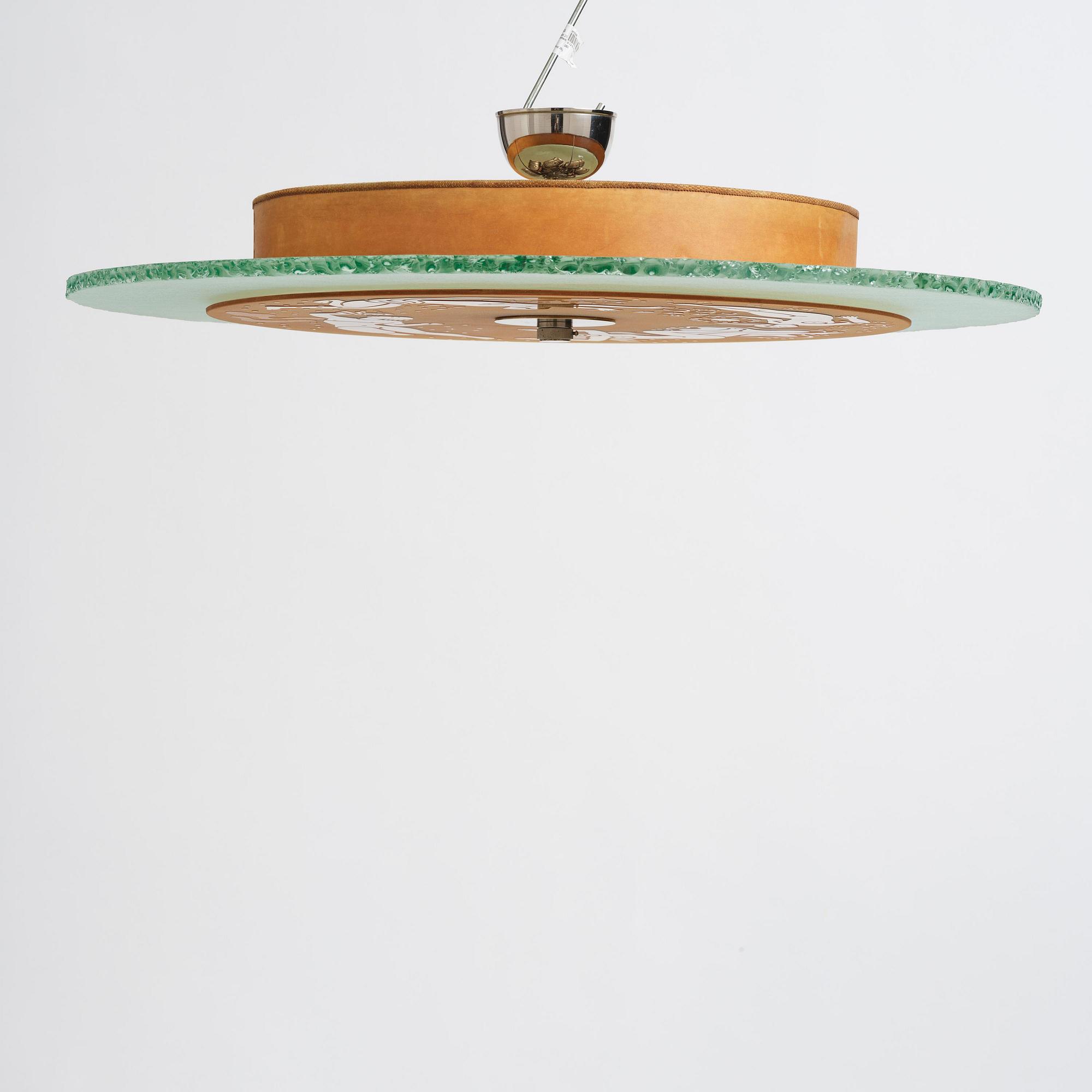 Edward Hald, & Erik Tidstrand, a rare "The 4 Winds" ceiling lamp model "HD 656"/"29679", Orrefors & Nordiska Kompaniet, 1930s.