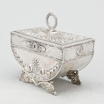 SOCKERSKRIN, silver, Adolf Zethelius, Stockholm 1832, tot vikt ca 393 gram.