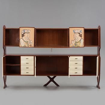 Gio Ponti, & Piero Fornasetti, a unique cabinet, executed for the MS Guilio Cesare, Italy ca 1951.