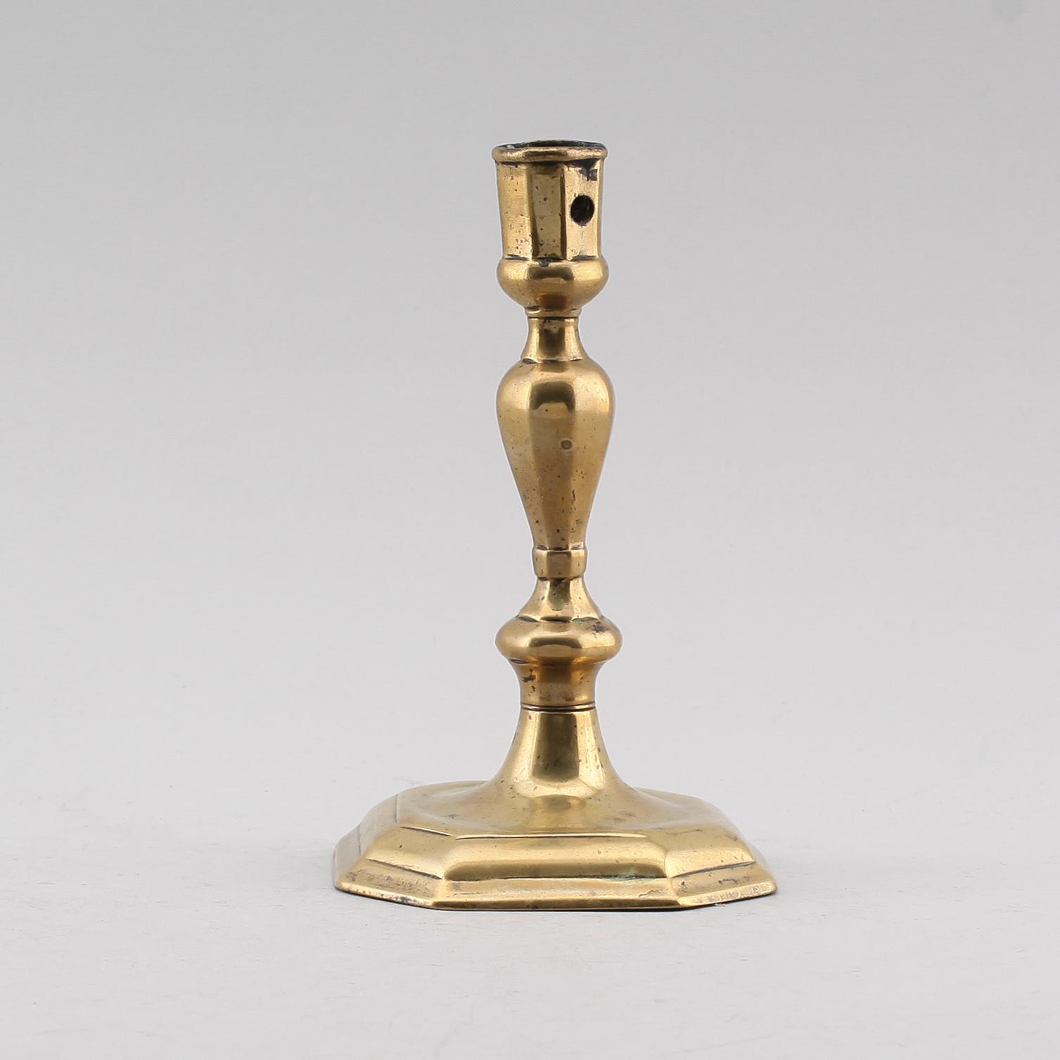 LJUSSTAKE, mässing, 1700-tal.