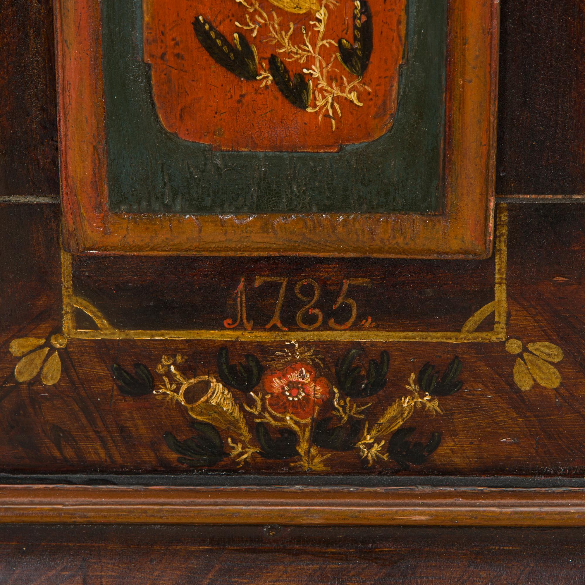 A longcase clock from Åland, Petter Linqvist, dated 1785.