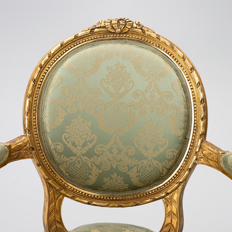 A pair of armchairs, Gustavian style, early 20th century.