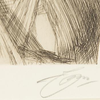 ANDERS ZORN, etching, 1918, signed.