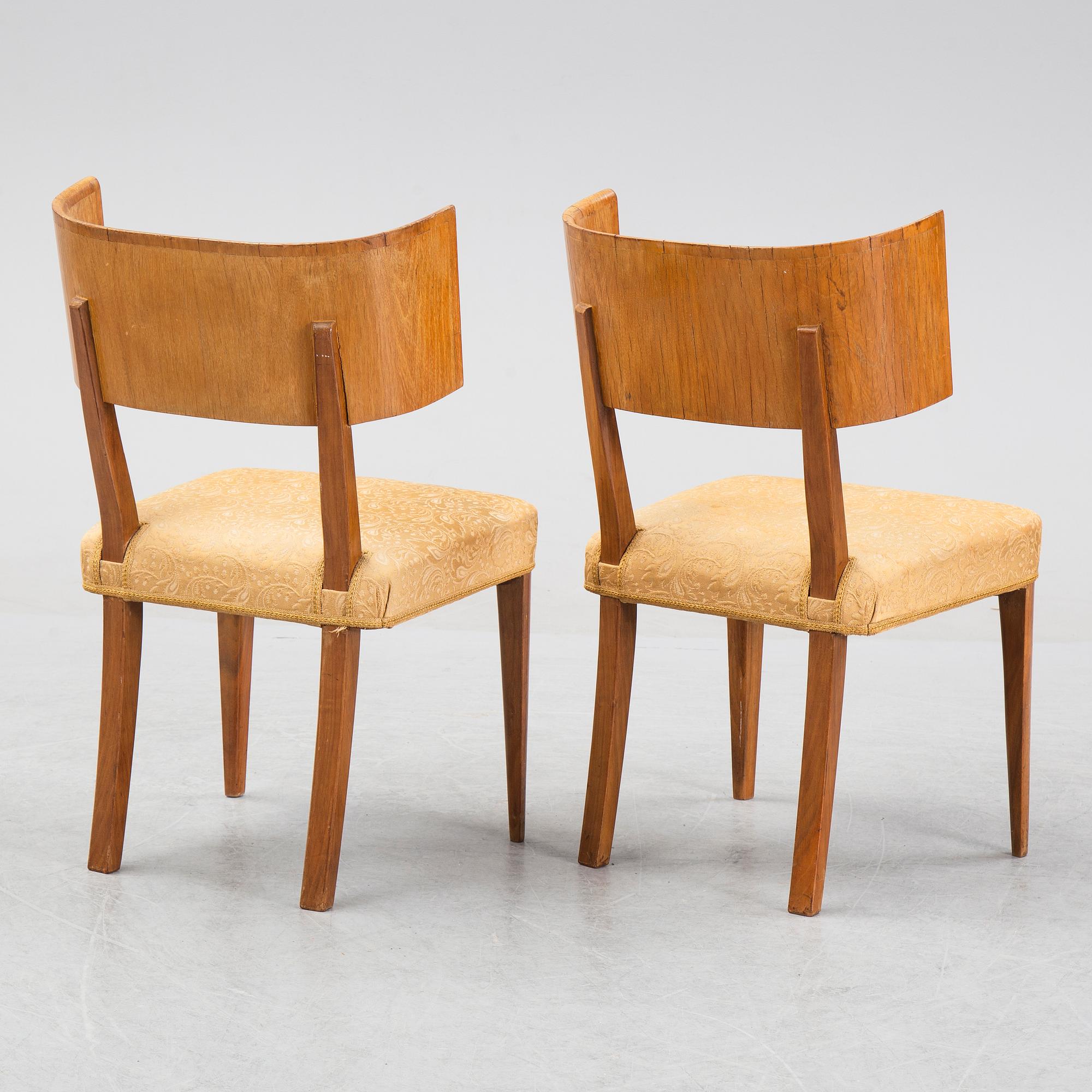 A pair of Swedish Grace klismos chairs, 1930's.