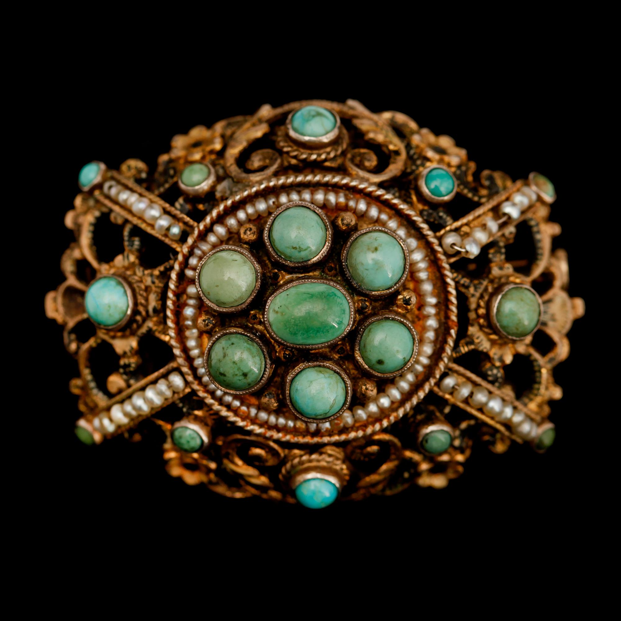 BROSCH, förgyllt silver, 1900-tal.