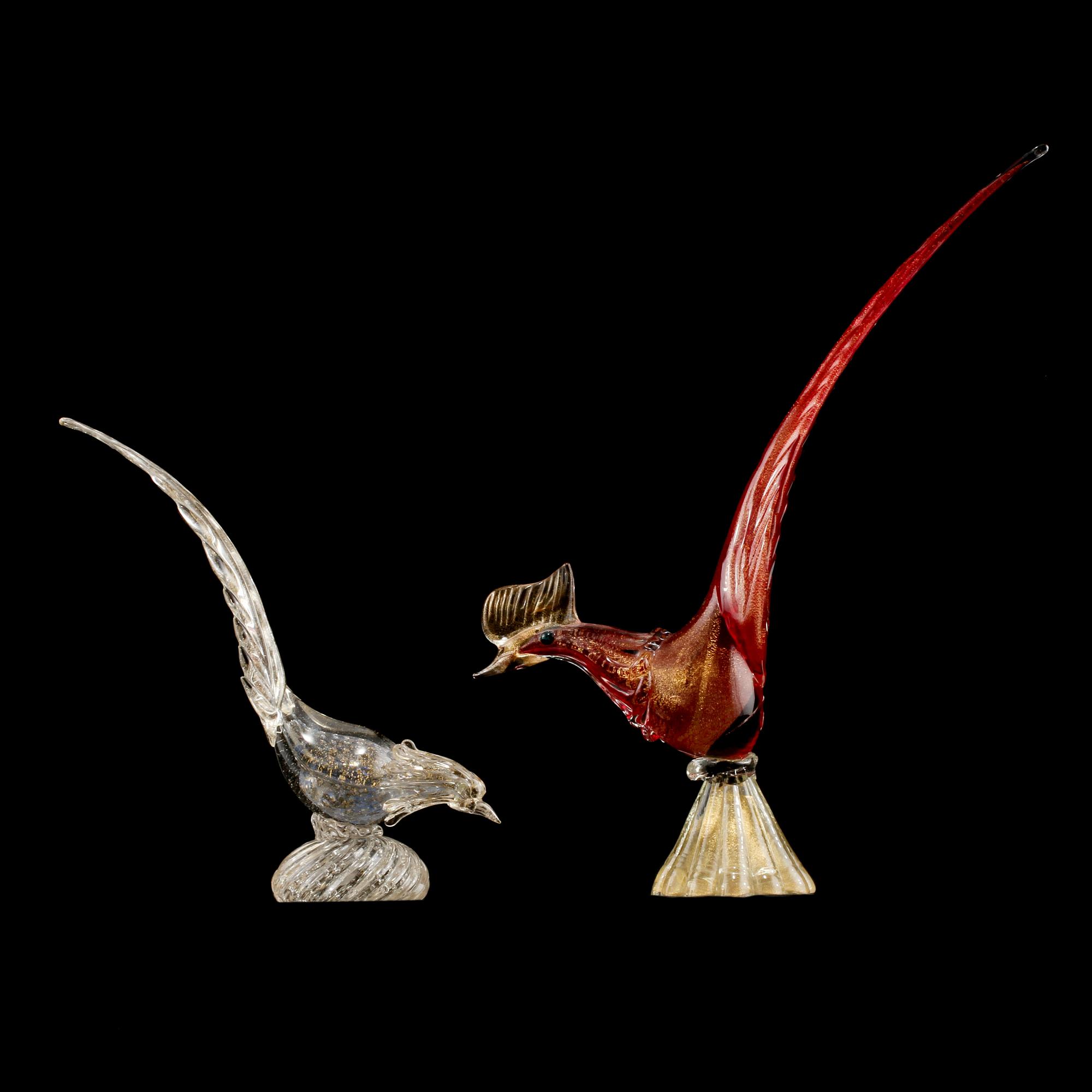FIGURINER, 2 st, glas, Murano, Italien, 1900-talets andra hälft.