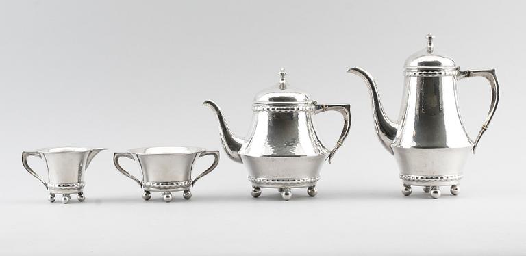 KAFFESERVIS, 4 delar, silver, K Anderson, Stockholm 1918. Vikt ca 1741 gram.