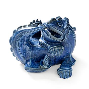 41A. Wilhelm Kåge, a large stoneware sculpture of a dragon puppy, Gustavsberg Studio, Sweden, 1940s.