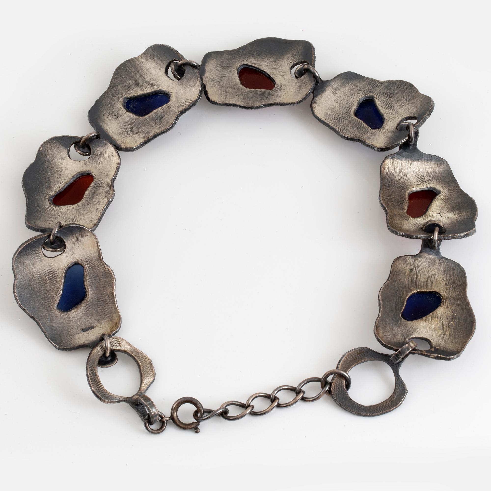 Guy Laroche necklace and bracelet, silver and paste, with box.