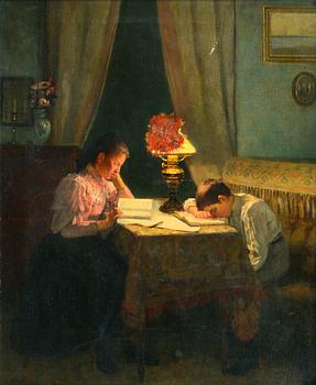 104. Arvid Liljelund, "HARD WORKING (BY THE EVENING LAMP)".