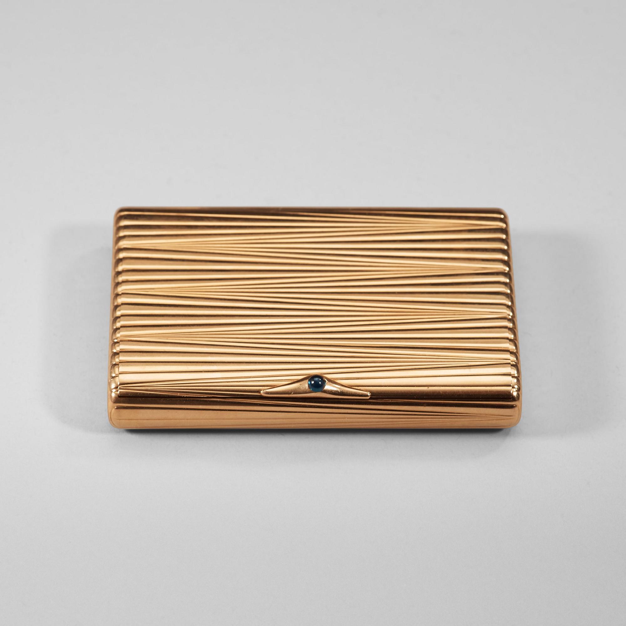 A Russian 20th century gold cigarette-case, unidentified makers mark, St. Petersburg 1908-1917.