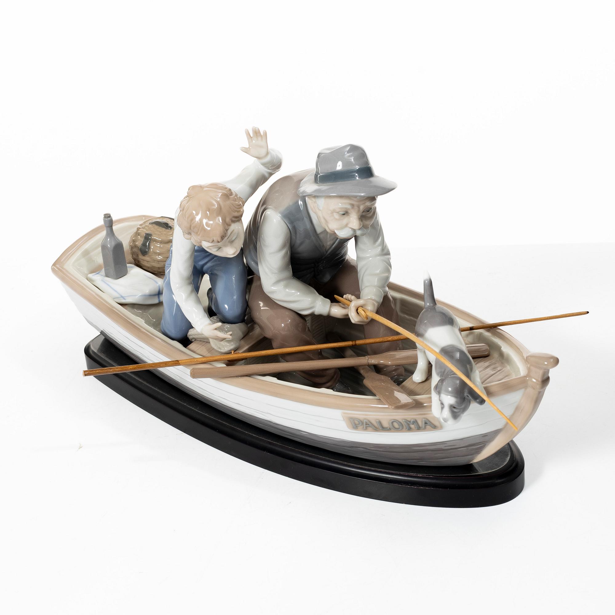 Salvador Furió, figurine, "A fishing lesson", and "A father's pride", Lladró, Spain.