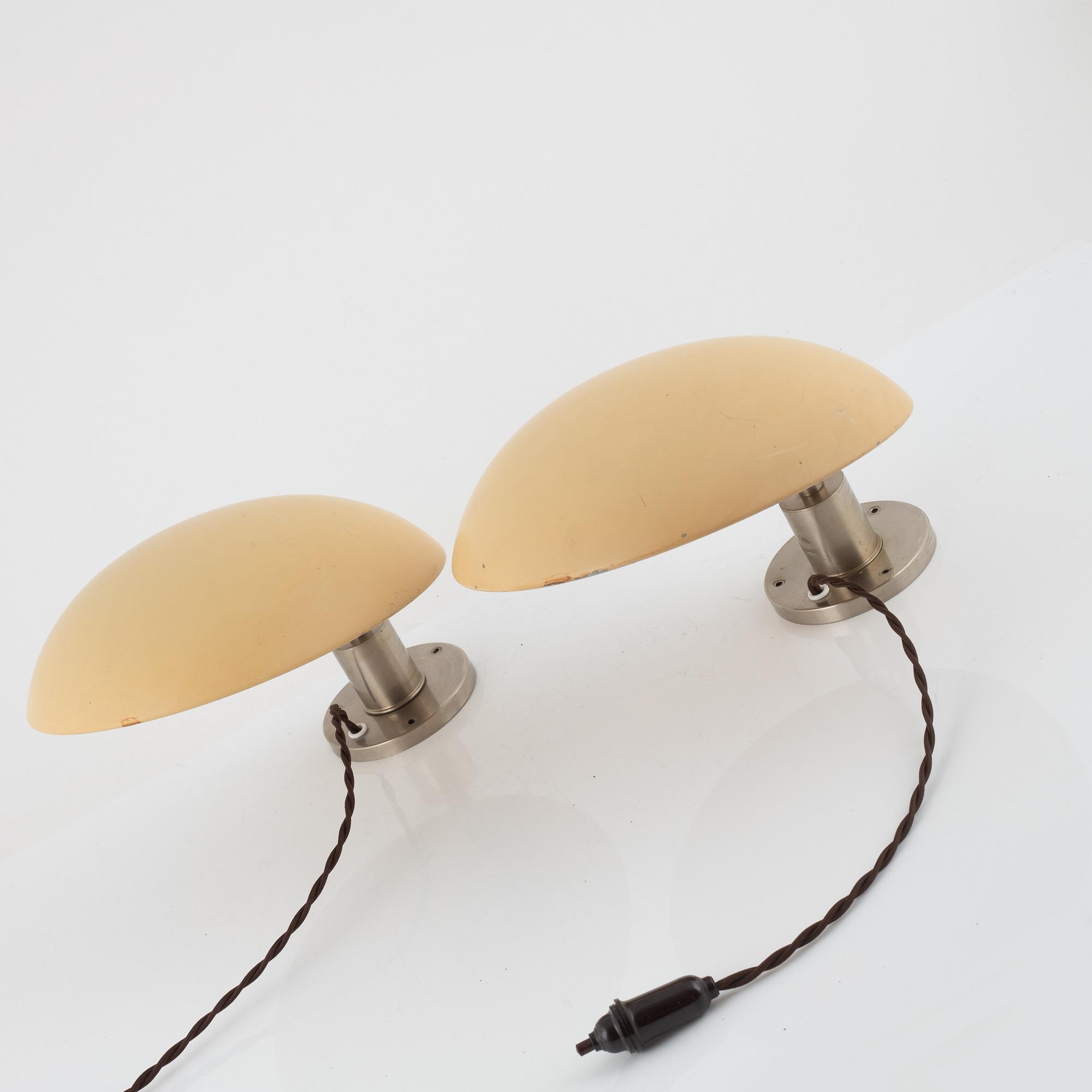Harald Notini, vägglampor 1 par, modell "8385", Arvid Böhlmakrs Lampfabrik, 1930-tal.