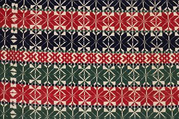 A bed cover in weft-patterned tabby type, c. 180 x 126, Scania, Sweden, first half of the 19th century.