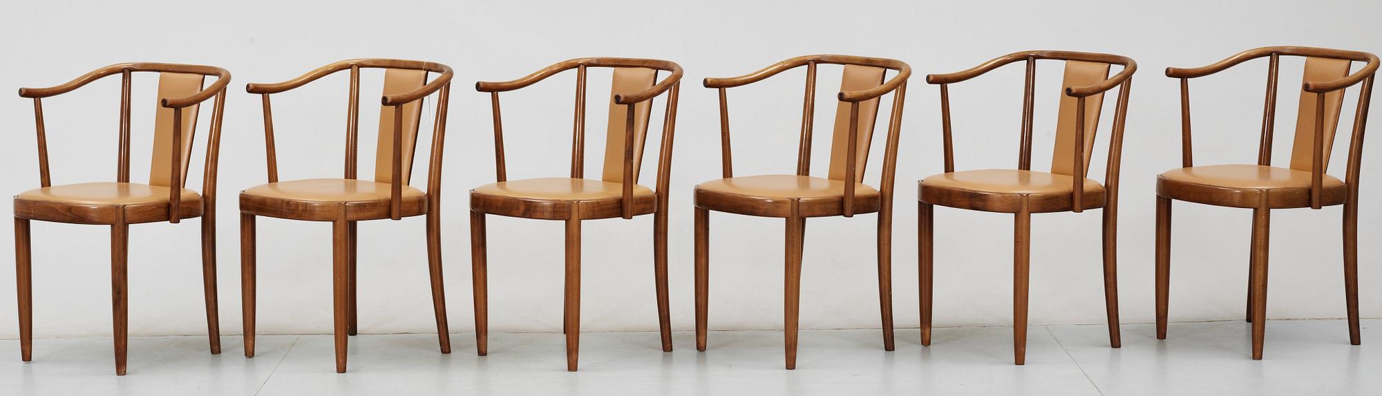 KARMSTOLAR, 6st, "Opera", Peter Celsing, Gemla. Formgivna omkring 1955-61.