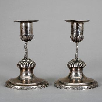 LJUSSTAKAR, silver, empire, sannolikt Barkander & Söhrling, verksam 1825-57 i Linköping.