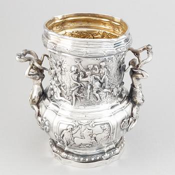 A German parcel-gilt silver wine-cooler, Hanau late 19th century.