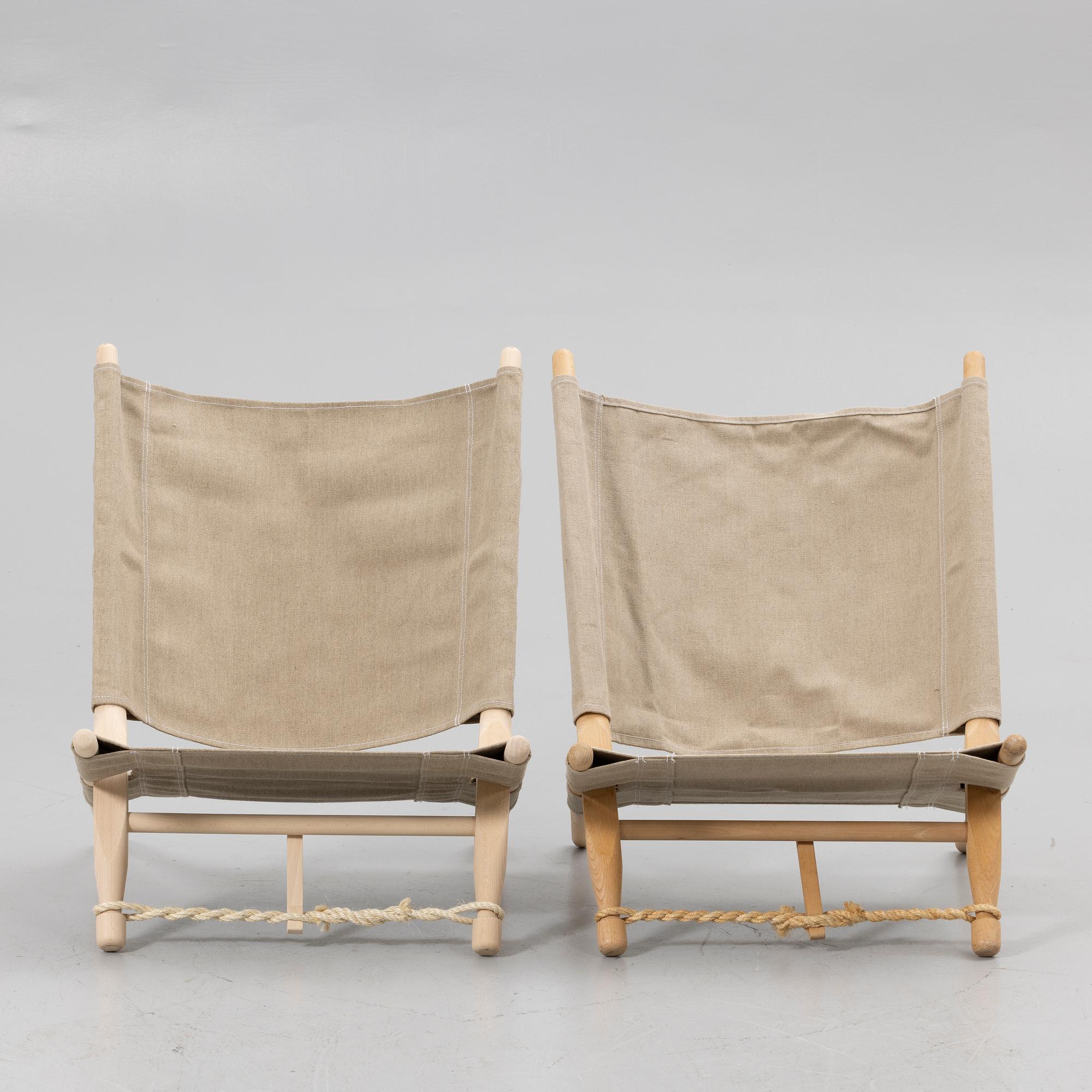 Ole Gjerløv-Knudsen, ‘OGK’ safari chairs, a pair, Skovshoved Møbelfabrik, Denmark.
