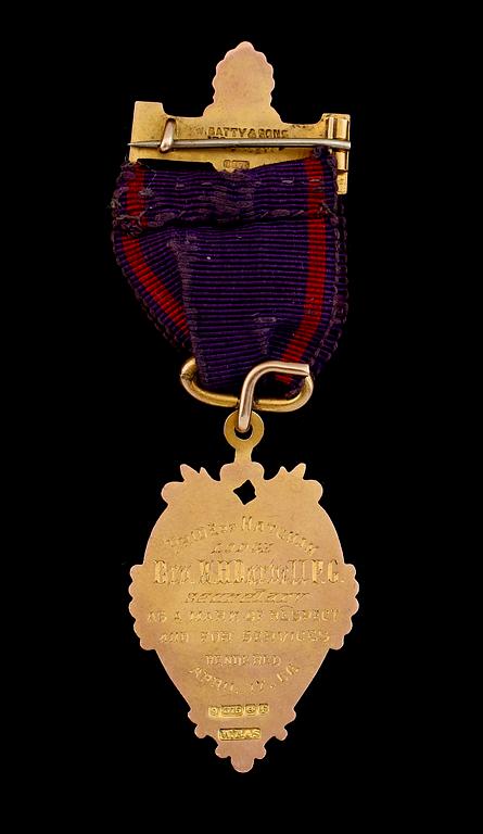 ORDENSBROSCH, 9K guld, Odd Fellow, England. Vikt ca 14 g.